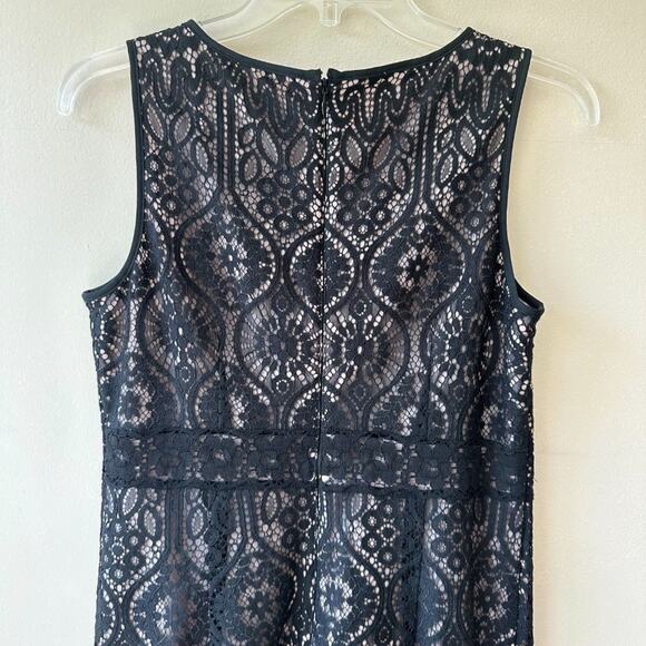LOFT Lace Dress Sleeveless Shift Black Tan Size 4 Dark Fairy Grunge Romantic - Picture 5 of 13